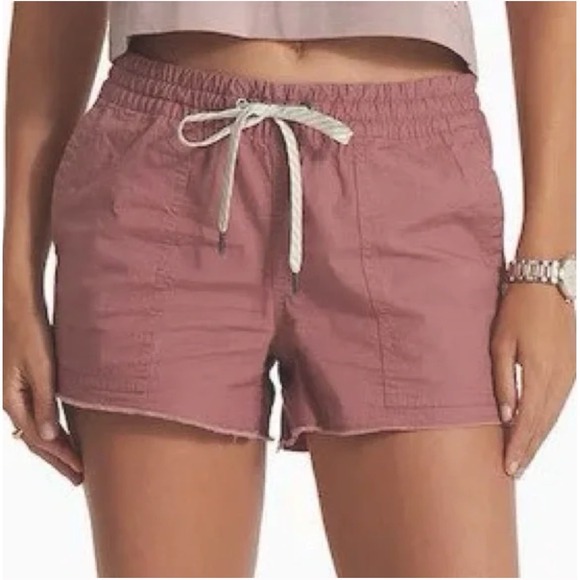 Vuori Pants - Vuori Women's Vintage Ripstop Shorts Raw Hem Elastic Waist Drawstring Marsala M